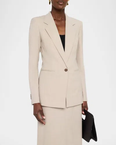 Lafayette 148 Single-button Stretch Wool Blazer In Sandstone