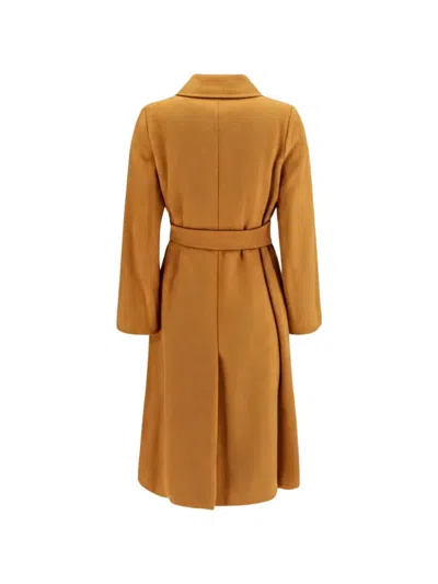 Max Mara Studio Double Breasted Wool Coat In Orange