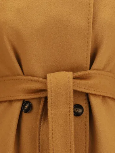 Max Mara Studio Double Breasted Wool Coat In Orange