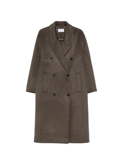 The Dynamis Studio Double-breasted Peak-lapel Coat In Brown