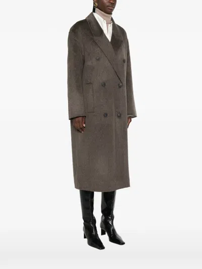 The Dynamis Studio Double-breasted Peak-lapel Coat In Brown