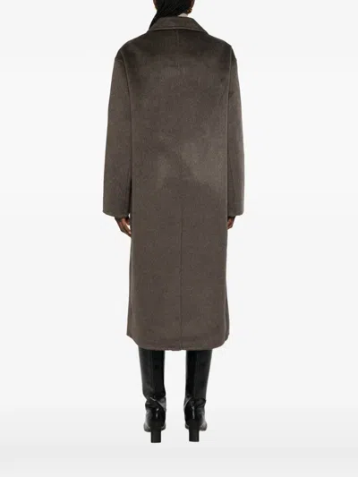 The Dynamis Studio Double-breasted Peak-lapel Coat In Brown