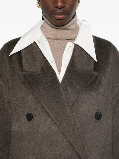 The Dynamis Studio Double-breasted Peak-lapel Coat In Brown