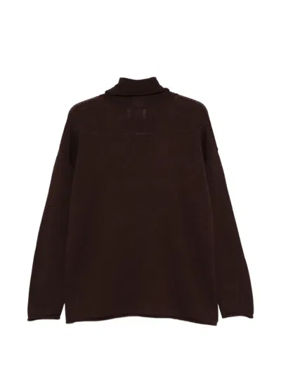 Alpha Studio Roll-neck Drop-shoulder Knit In Brown