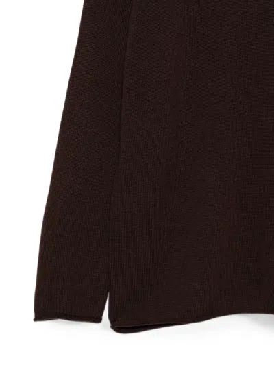 Alpha Studio Roll-neck Drop-shoulder Knit In Brown