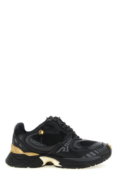 Versace Icaro Baskets En Maille Et Cuir In Multi