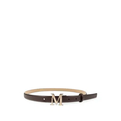 Max Mara M Monogram Leather Belt In Brown