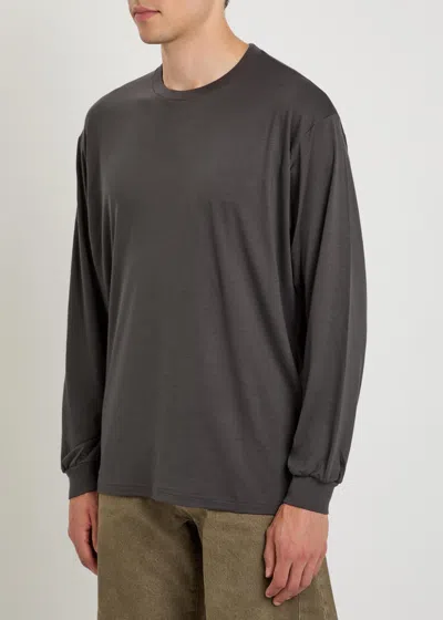 Ssstein Oversized Long-sleeve Wool T-shirt In Charcoal