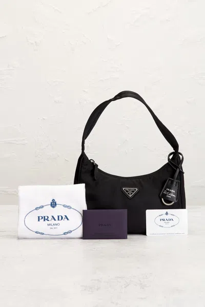 Pre-owned Prada Mini Re-edition 2000 Re-nylon Shoulder Bag In Black