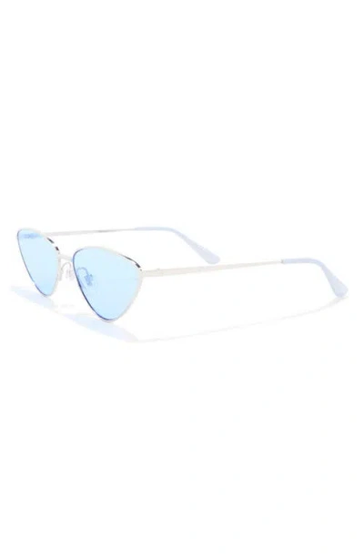 Diff Tabitha 60mm Cat Eye Sunglasses In Silver/ Blue Tint