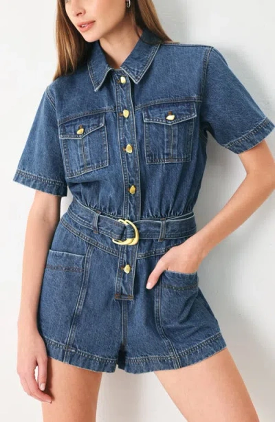 Freemarket Denim Romper In Blue