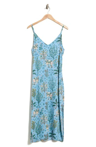 Printfresh Eco Satin Nightgown In Blue