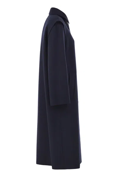 Weekend Max Mara Collared Long-sleeved Coat In Blue