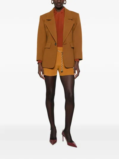 Saint Laurent Single-breasted Notched-lapel Jacket In Brown