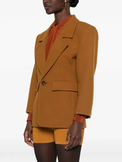 Saint Laurent Single-breasted Notched-lapel Jacket In Brown