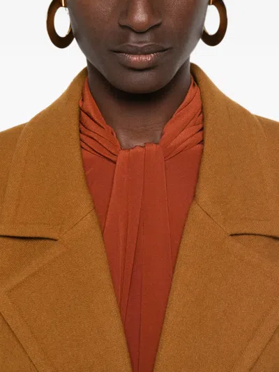 Saint Laurent Single-breasted Notched-lapel Jacket In Brown