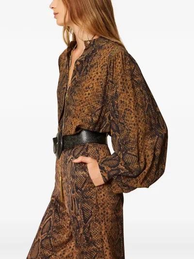 Twinset Crêpe De Chine Python-print Shirt In Multi