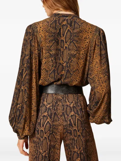 Twinset Crêpe De Chine Python-print Shirt In Multi