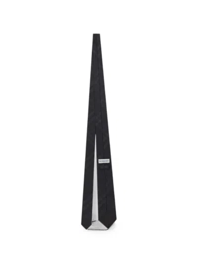 Burberry Check Silk Tie In Black