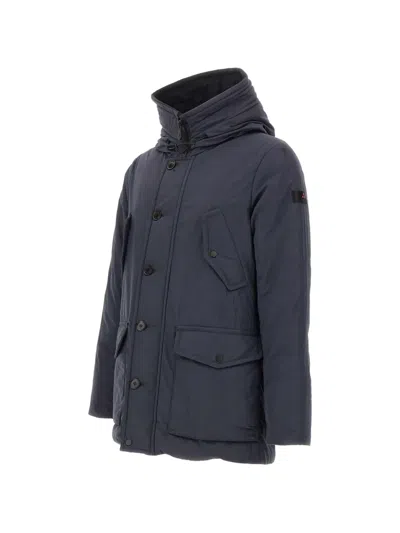 Peuterey Long-sleeved Down Jacket In Blue