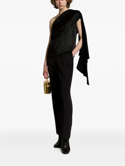 Alberta Ferretti One-shoulder Draped Blouse In Multi
