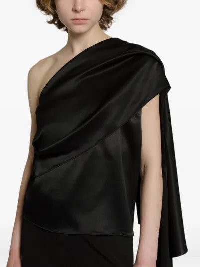 Alberta Ferretti One-shoulder Draped Blouse In Multi