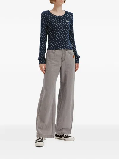 Chocoolate All-over-print Long-sleeve T-shirt In Blue
