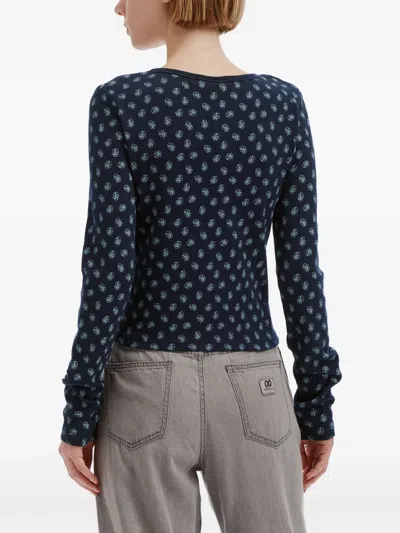 Chocoolate All-over-print Long-sleeve T-shirt In Blue
