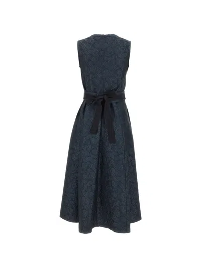 Max Mara Jacquard-pattern Midi Dress In Blue