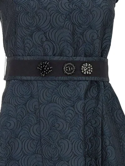Max Mara Jacquard-pattern Midi Dress In Blue