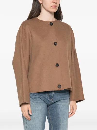 S Max Mara Kate Button-fastening Jacket In Brown