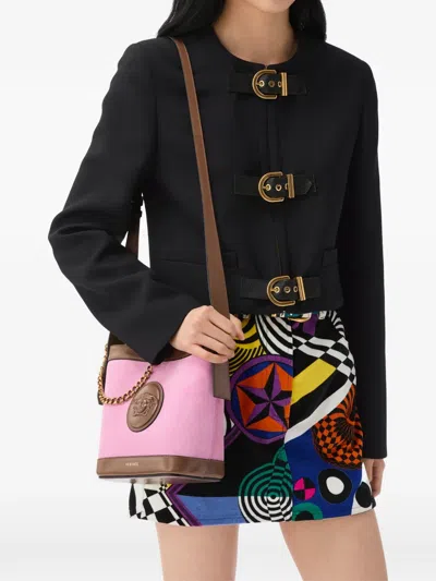 Versace Wool Buckle Front Jacket In Black
