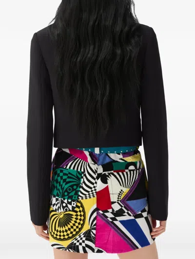 Versace Wool Buckle Front Jacket In Black