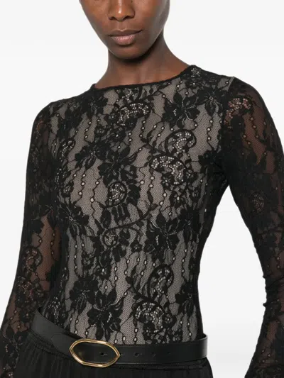 Zimmermann Lace-panelled Long-sleeve Bodysuit In Black