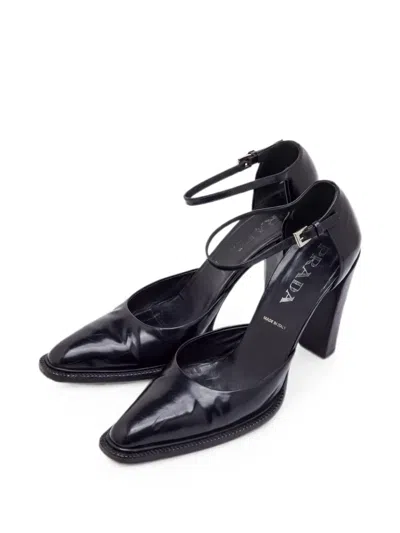 Pre-owned Prada D'orsay Ankle-strap Pumps In Black