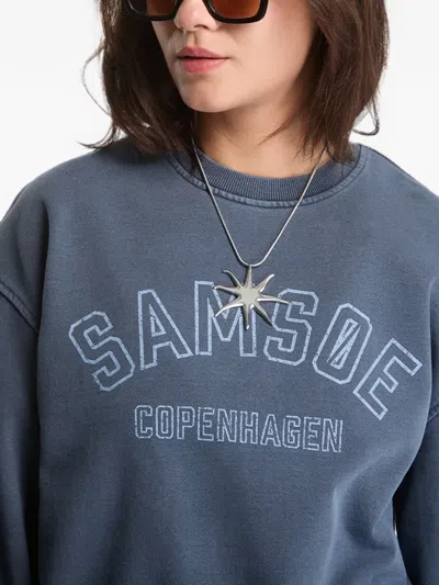 Samsoe & Samsoe Savan Logo-print Sweatshirt In Blue