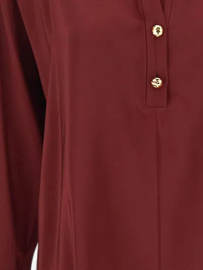 Max Mara Hammered-button Silk Blouse In Red