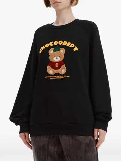 Chocoolate Bear-patch Long-sleeve Sweatshirt In Black