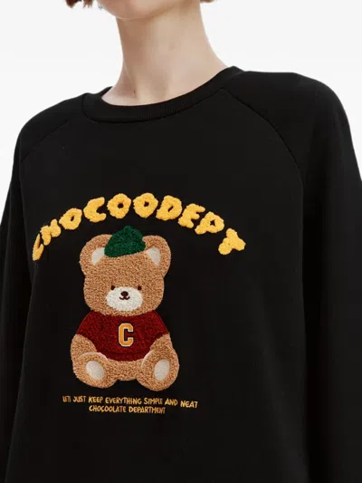 Chocoolate Bear-patch Long-sleeve Sweatshirt In Black