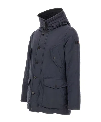 Peuterey Long-sleeved Down Jacket In Blue