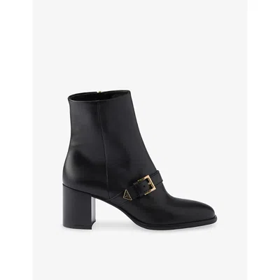 Prada Black Leather Ankle Boots In Black