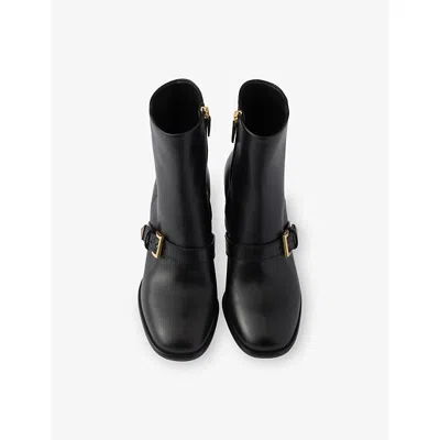 Prada Black Leather Ankle Boots In Black