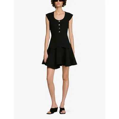 Sandro Paris Structured Buttoned Mini Dress In Black