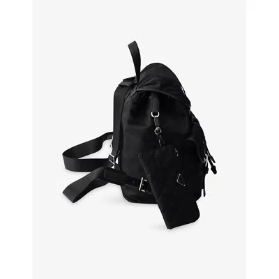 Prada Womens  Medium Quilted Re-nylon Backpack In Black