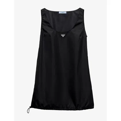 Prada Crepe Mini Dress With Bows In Black