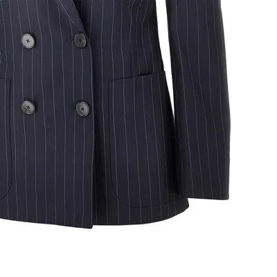 Givenchy Pin-striped Wool Double-breasted Jacket In Blue