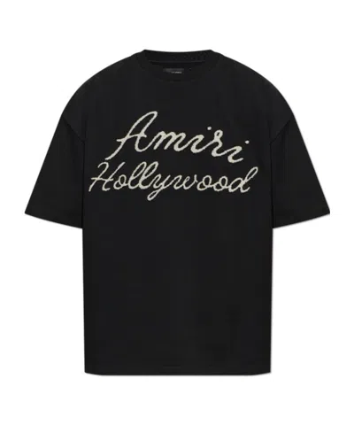 Amiri Oversized Fit Hollywood Script Tee In Black