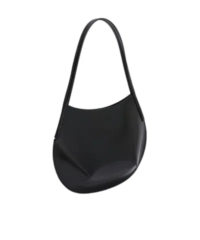 Jil Sander Kante Angular Leather Shoulder Bag In Black