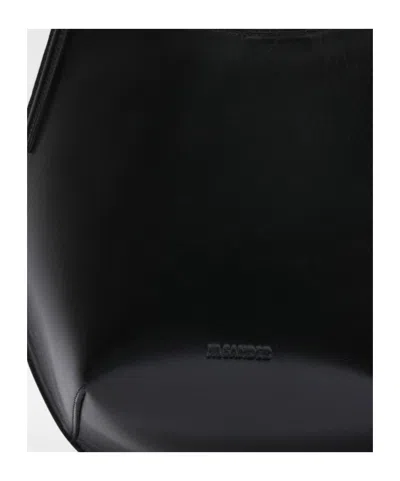 Jil Sander Kante Angular Leather Shoulder Bag In Black