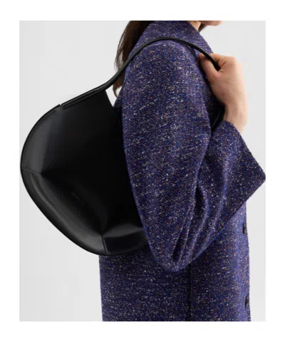 Jil Sander Kante Angular Leather Shoulder Bag In Black